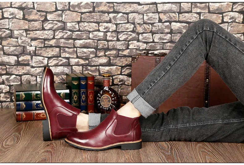 Men's Boots' Casual Round Toe Ankle Chelsea Boots Men Leather Men Winter Shoes hot 2018 Winter Shoes Mens Warmful Snow Boot Mens (7)