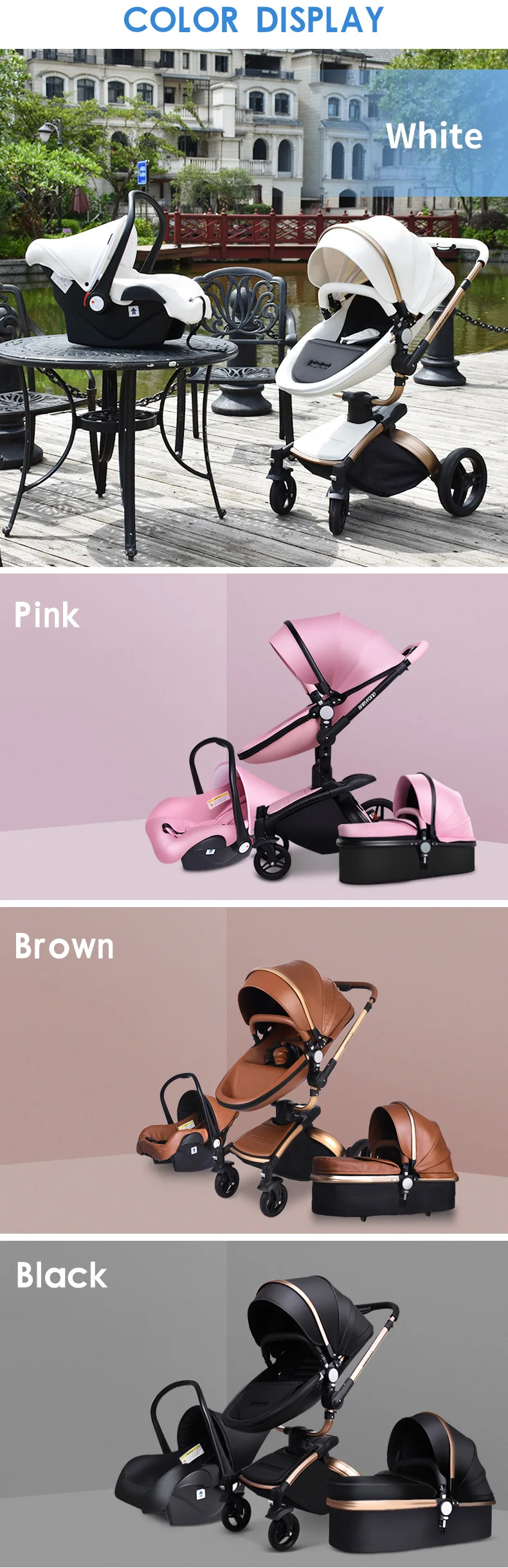 Роскошная детская коляска 3 в 1 для новорожденных, брендовая детская коляска из искусственной кожи, детское автокресло для безопасности, детское автокресло, люлька для новорожденных 0-3 лет, babyfond