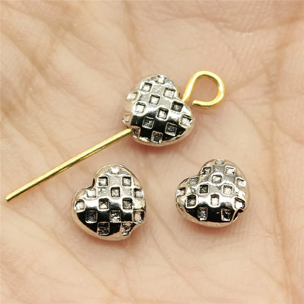 WYSIWYG 50pcs 6x5x3mm Heart European Small Hole Spacer Beads Heart