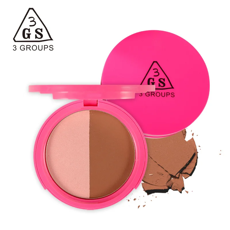 Brand Bronzer & Highlighter Powder 3GS Makeup 2 Colors Palette Base