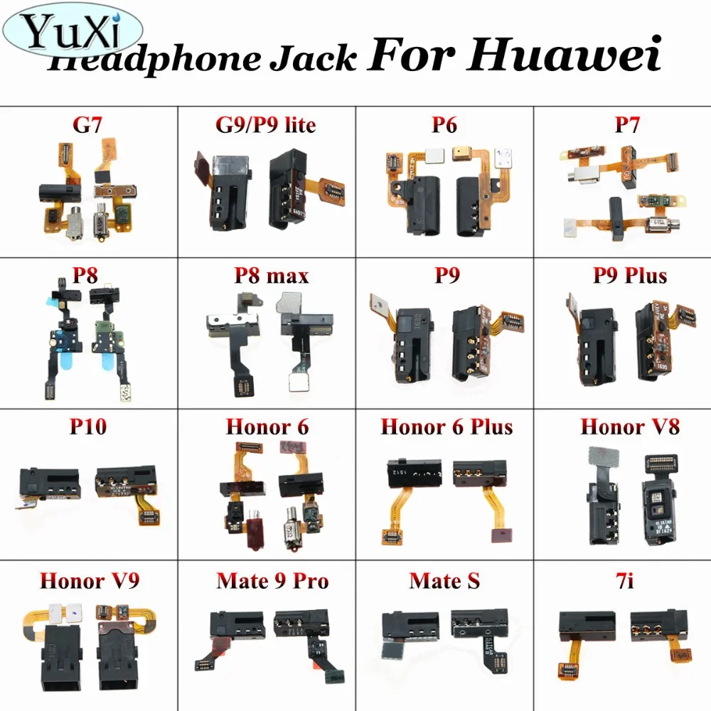 

YuXi For Huawei P9 P10 P8 max P7 P6 P9 lite G9 Honor 7i 6 Plus V8 V9 mate 9Pro Mate S Earphone Headphone Audio Jack Flex Cable