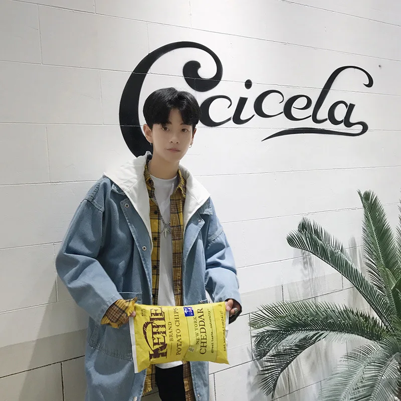 New Fashion Men Denim Jacket Detachable Hooded Windbreaker Men Hip Hop Streetwear Bomber Jacket Male Oversized Jeans Baggy Coat