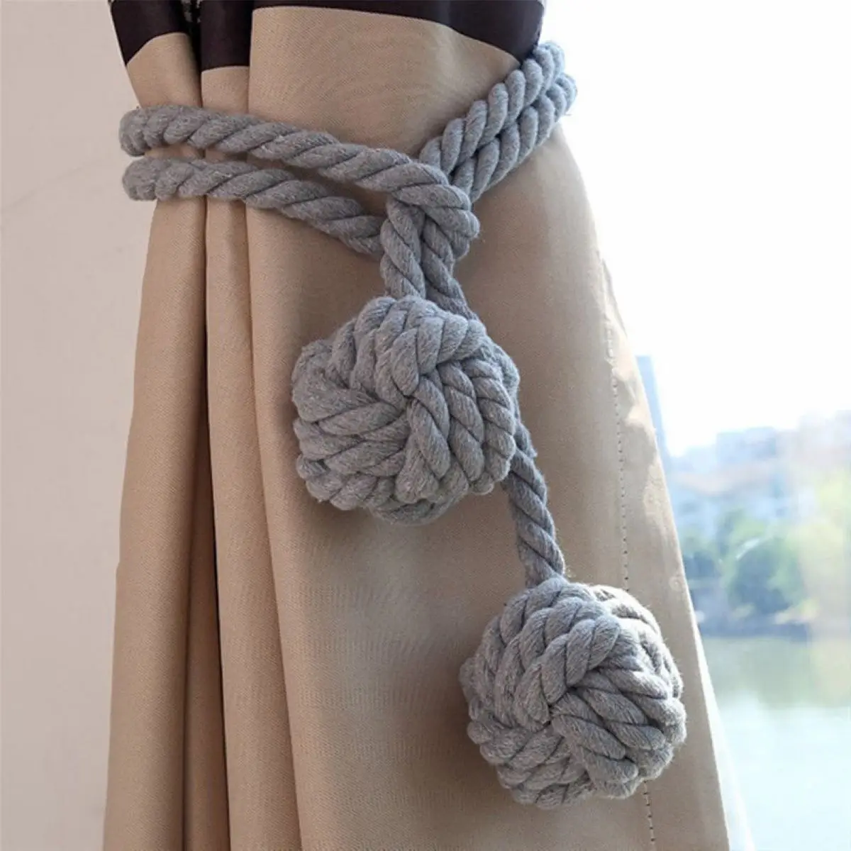 1pair  Handmade Curtain Rope Tie Backs Ball Tiebacks Home Decor Holdbacks