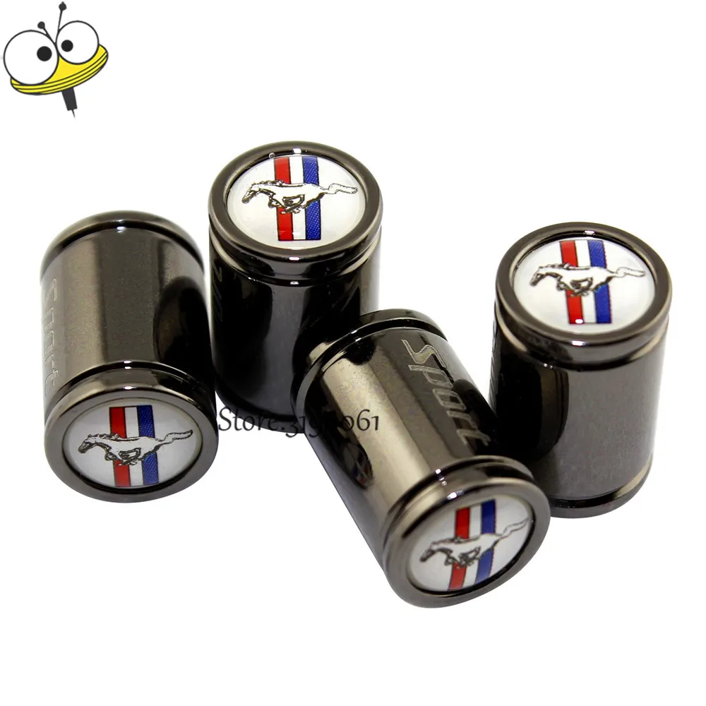 Car Tire Valve Caps 4 Pcs/set Accessories For Mustang Logo For Focus
