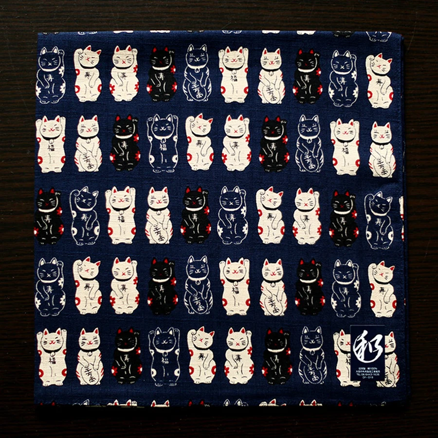 Хлопок японский стиль Модные женские утолщенные носовые платки милые кошки печать многократное Большое Квадратное полотенце SY519