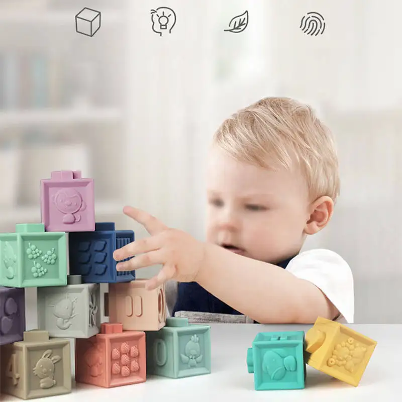 12 шт./компл. мягкие строительные соединительные блоки 3D сенсорные руки мягкие детские захватывающие игрушки Детские массажные с резиновым покрытием Прорезыватели сжимаемые игрушки