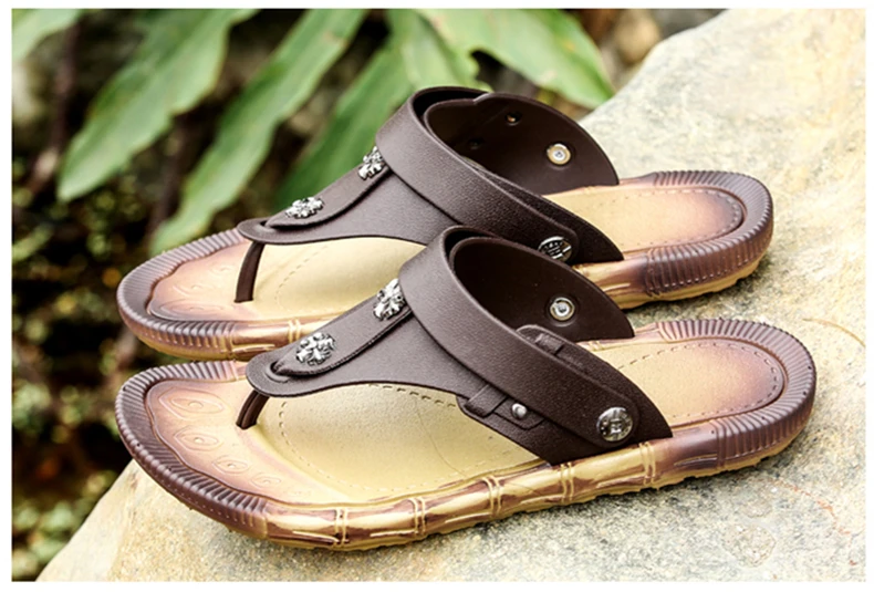 Brand Special Offers High Quality Sandals Big Size Leather Slippers Summer Hot Sale Sandalias Beach Slides Mens Shoes (11)