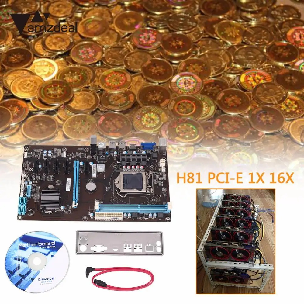 Amzdeal высокая скорость H81 6GPU Mining материнская плата расширитель Riser Card PCI E 1X 16 слотов