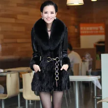 Free shipping!!! women’s winter new brand sheepskin genuine leather mink clothing big fox slim fur coat/M-4XL