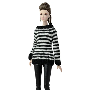 

NK Fashion Doll Coat Pure Manual Clothes Knitted Handmade Sweater Tops Dress For Barbie Doll Accessories 029
