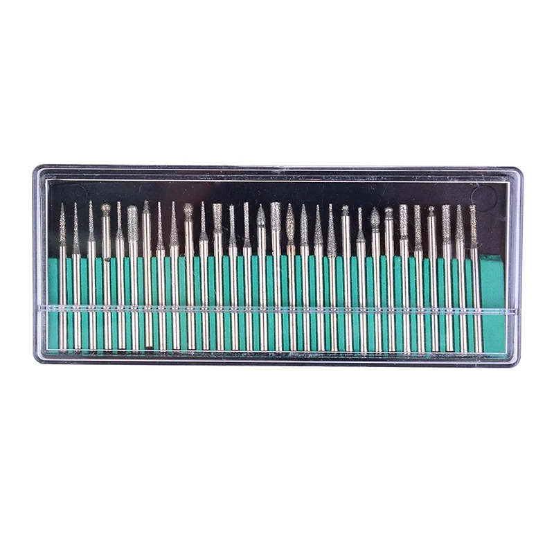30Pcs/lot Mini Drill Tool 3mm Burr Bits Head Grinding Needle Carving Polishing Set Mounted