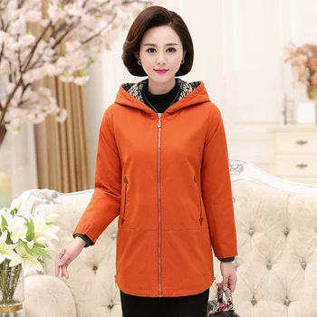 

Spring Autumn Fashion Hooded Windbreaker Jacket Zipper Pockets Casual Long Sleeves Feminino Coats Outwear Plus Size Mom Tops