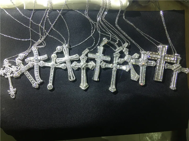 choucong 22 Styles Luxury Cross Pendant AAAAA Cz 925 Sterling silver Cross Pendant Necklace for Women Men Party Wedding jewelry - Image 4
