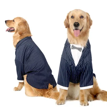 

HJKL Large Dog Clothes Big Dogs Suit Coat Stripes Bowknot Tuxedo Dog Wedding Suit For Retriever Husky65