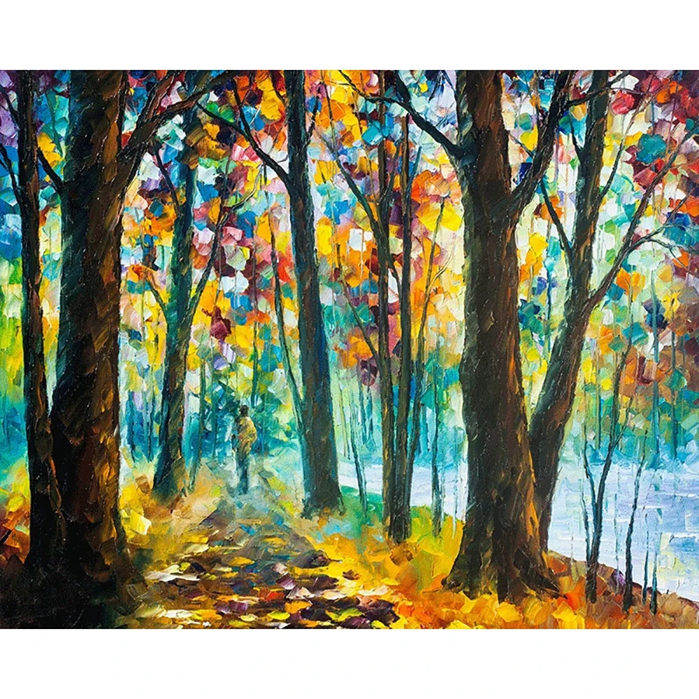 

DIY 5D Full Diamond Painting Cross Stitch forest road scenery Mosaic Diamond Embroidery Needlework Patterns Rhinestone kits
