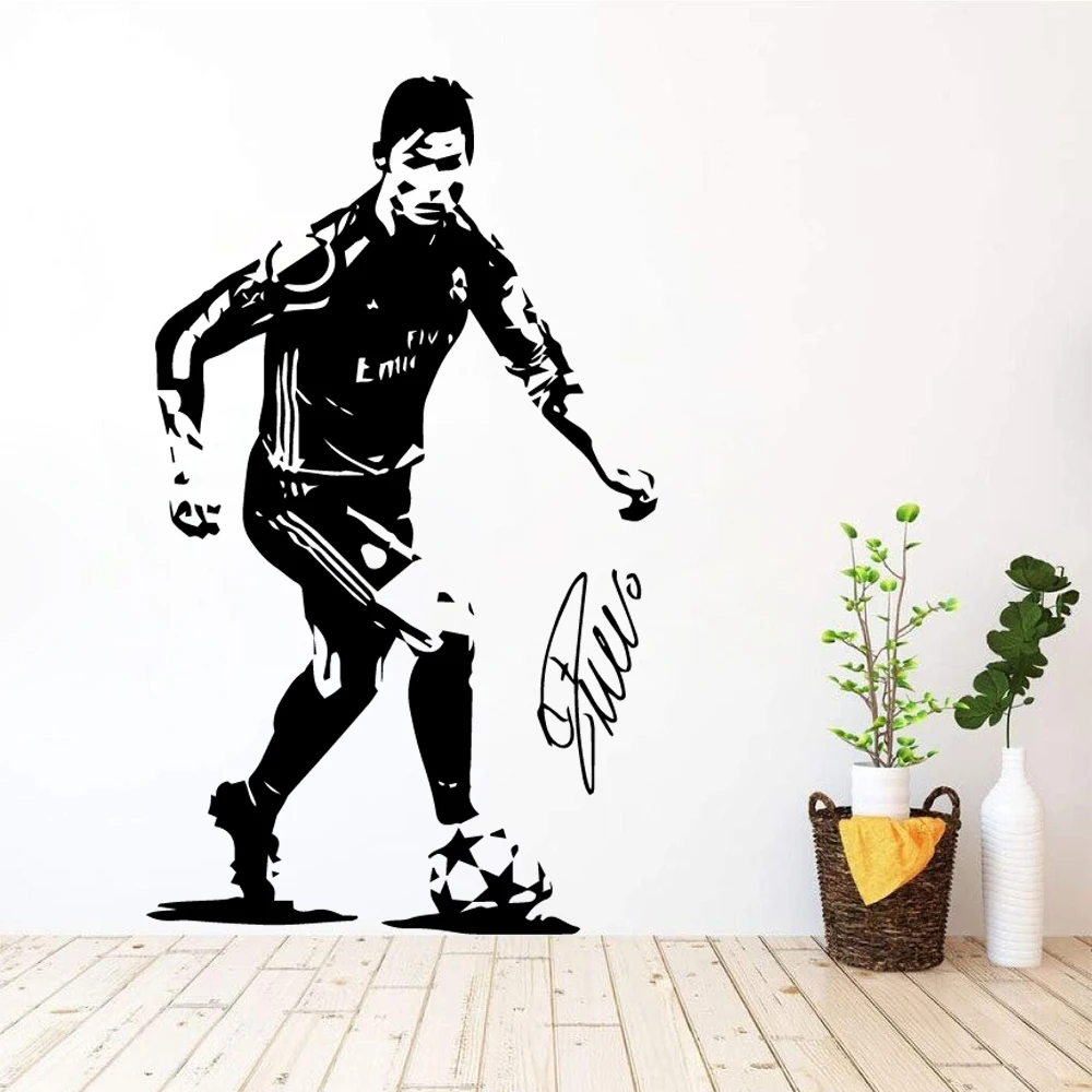 

Exquisite Ronaldo Real Madrid Wall Stickers For Boys Bedroom Wallpaper Living Room Vinyl Decals Mural Sticker tapeta ronaldo