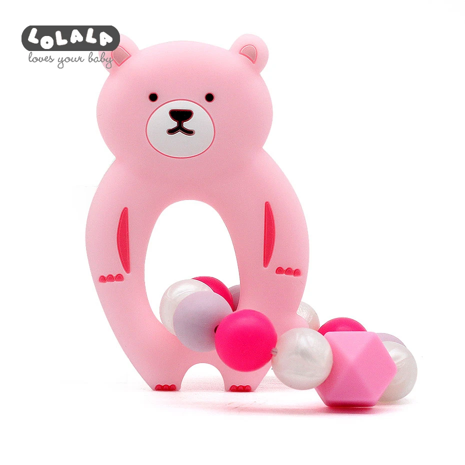 

1PC Baby Silicone Teether Animal Bear Bracelet Teeth Rubber Rodent Teeth Gum Children Toys Tooth Beads Gift Baby Toys