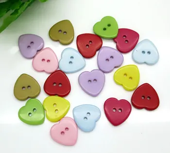 

50Pcs Mixed Resin Heart Sewing Buttons For Kids Clothes Scrapbooking Decorative Botones Handicraft DIY Accessories
