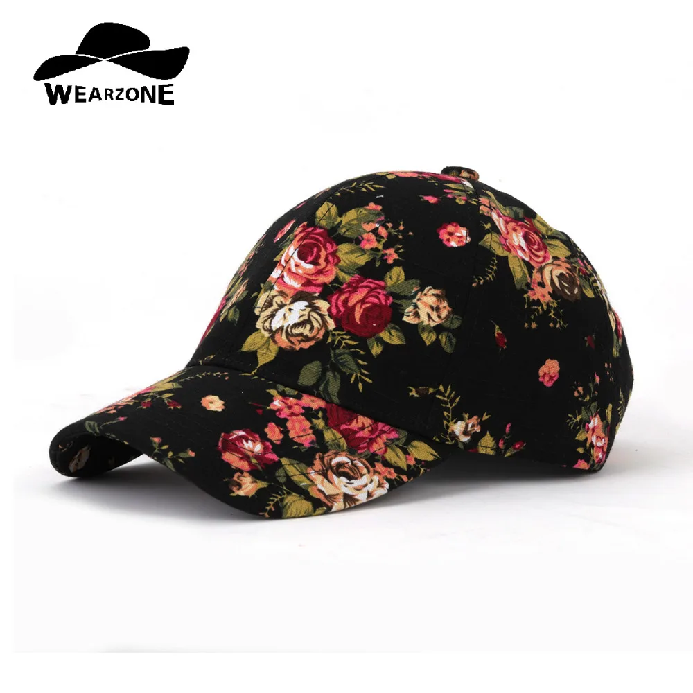 WEARZONE модная бейсболка с цветочным принтом 100% хлопок холщовые регулируемые шапки