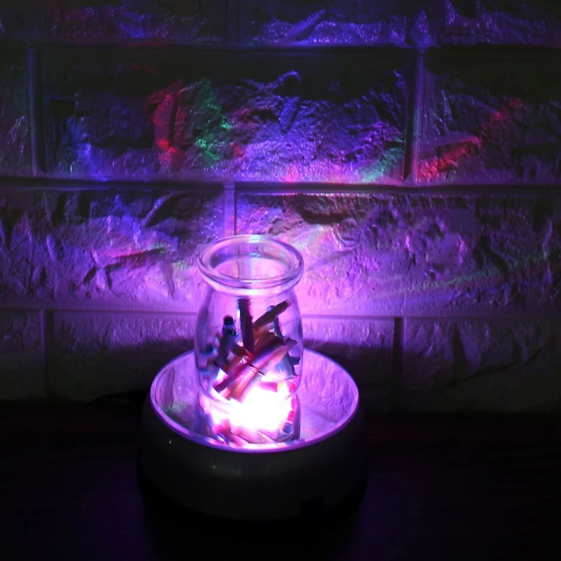 New 7 LED 4'' Unique Rotating Crystal Display Base Stand White Light W/AC Adapter
