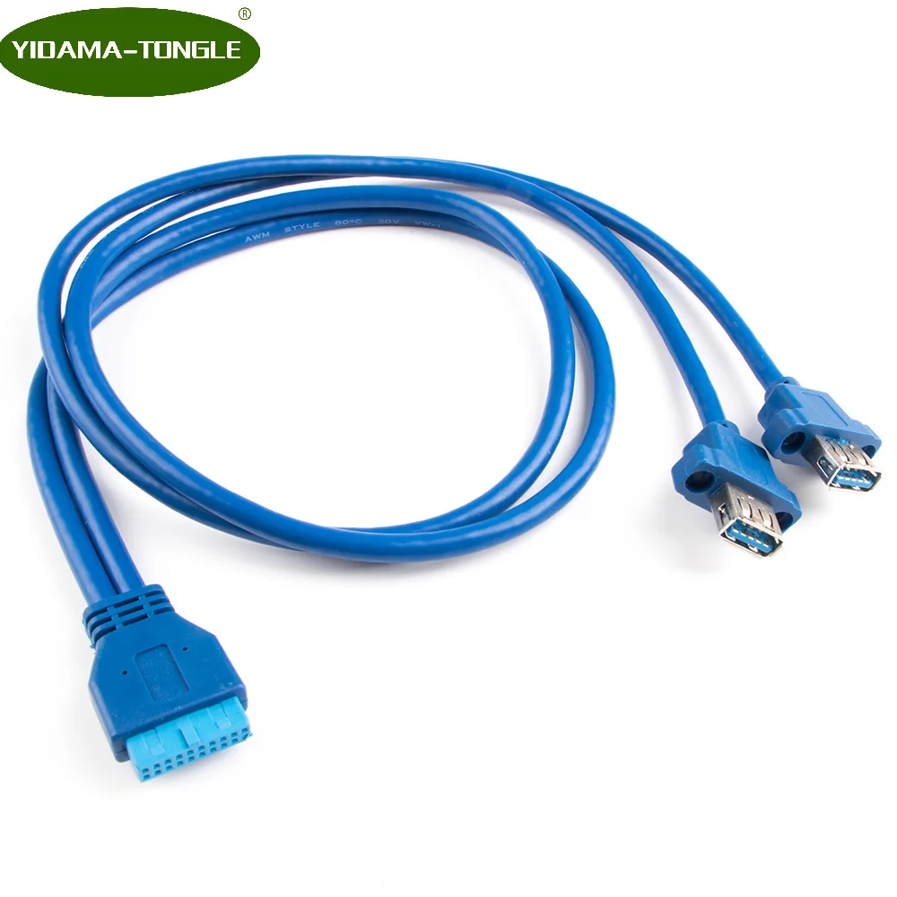 Кабель USB 3 0 с двумя портами гнездо винтовая панель тип к материнской плате 20Pin