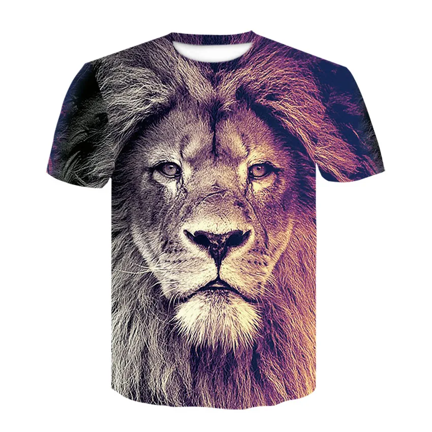 

High-quality men's T-shirt brand clothing, new fashion geometric design men's T-shirt for summer 2019 tight animal lion print T-