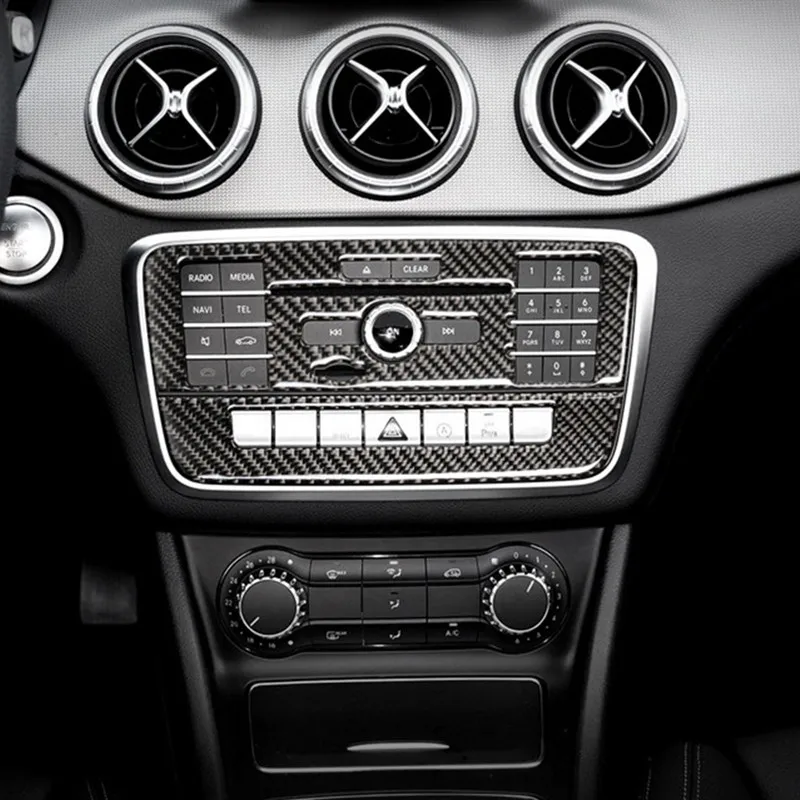 TPIC-Carbon-Fiber-CD-Air-Conditioning-Control-Panel-car-Stickers-cover-For-Mercedes-W169-W245-W117