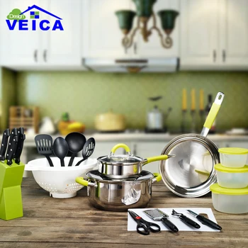 

24 Piece Panelas De Ceramica Arrival Fda Top Fashion Real Cookware Cooking Pots And Pans Set Kitchen Starter Combo Utensil