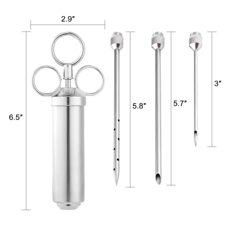 Кухонная посуда для тяжелых мяса инжектор 304 нержавеющая сталь-2 унции приправа инжектор-маринад шприц включает в себя 3 иглы инструменты для приготовления мяса