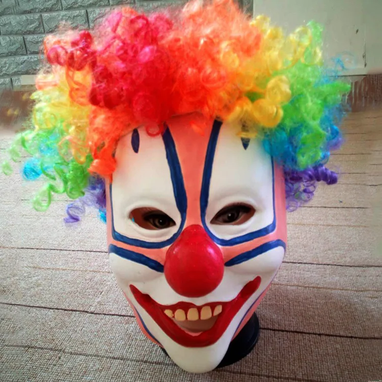 

2017 Cute humorous funny Clown Latex Mask for Halloween Christmas Carnaval Halloween Bar Supplies Wig Performances