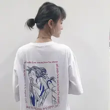 Новинка года; сезон весна-лето; свободная футболка с короткими рукавами и принтом