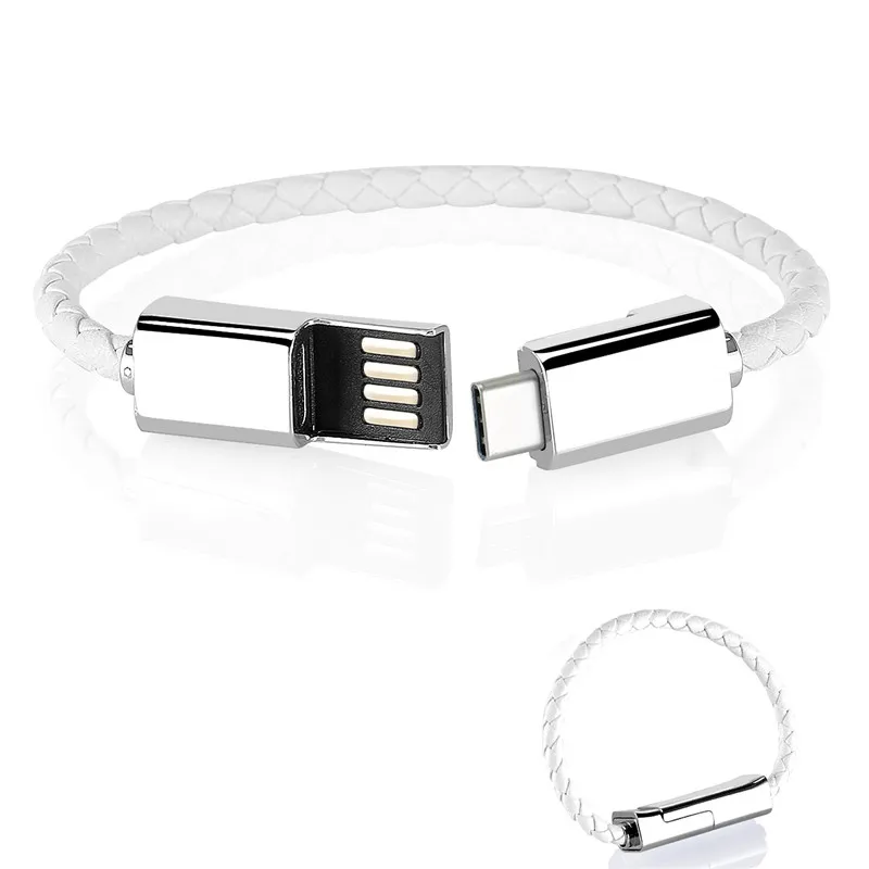 Usb type C зарядный кабель кожаный браслет Соединительный зарядный кабель плетеный браслет с usb синхронизация данных зарядное устройство шнур для samsung Galaxy