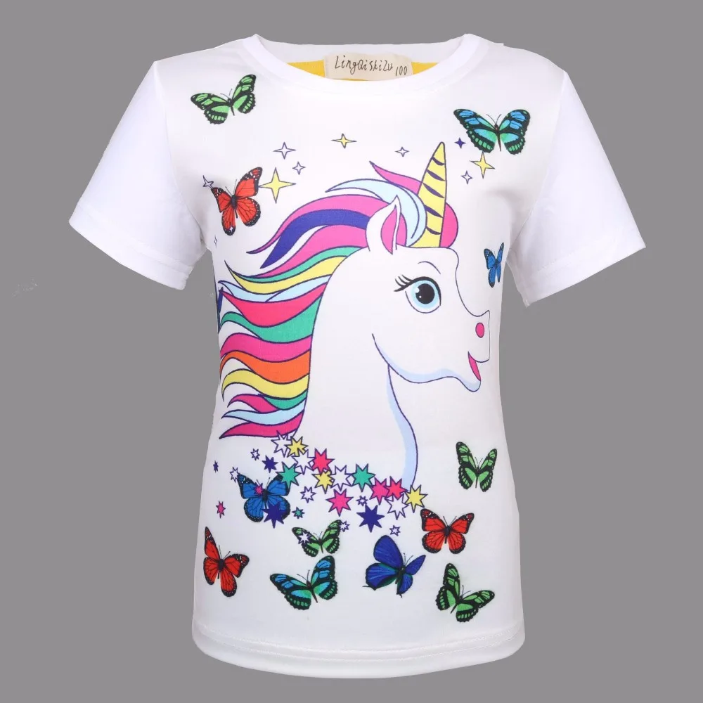

Unicorn Girls T-Shirts Cotton Summer Cotton T-Shirt For Girls Toddler Girls Clothes Kids Tops Tees 3-8 Years Children Clothing