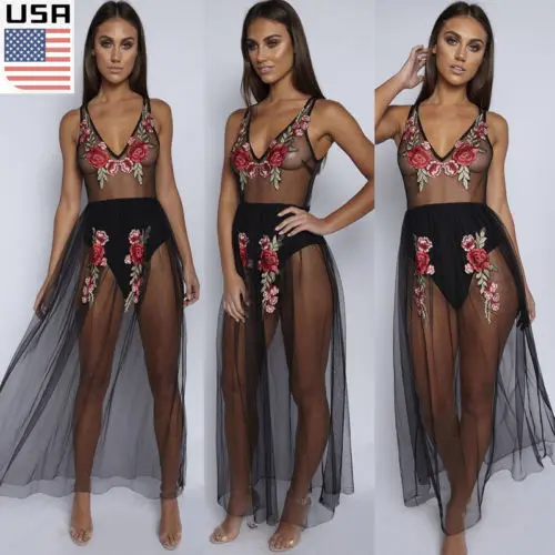 

Hot USA Sexy Women Cover Up Summer Lace Crochet Bikini Swimwear Beach Dress Bathing Suit