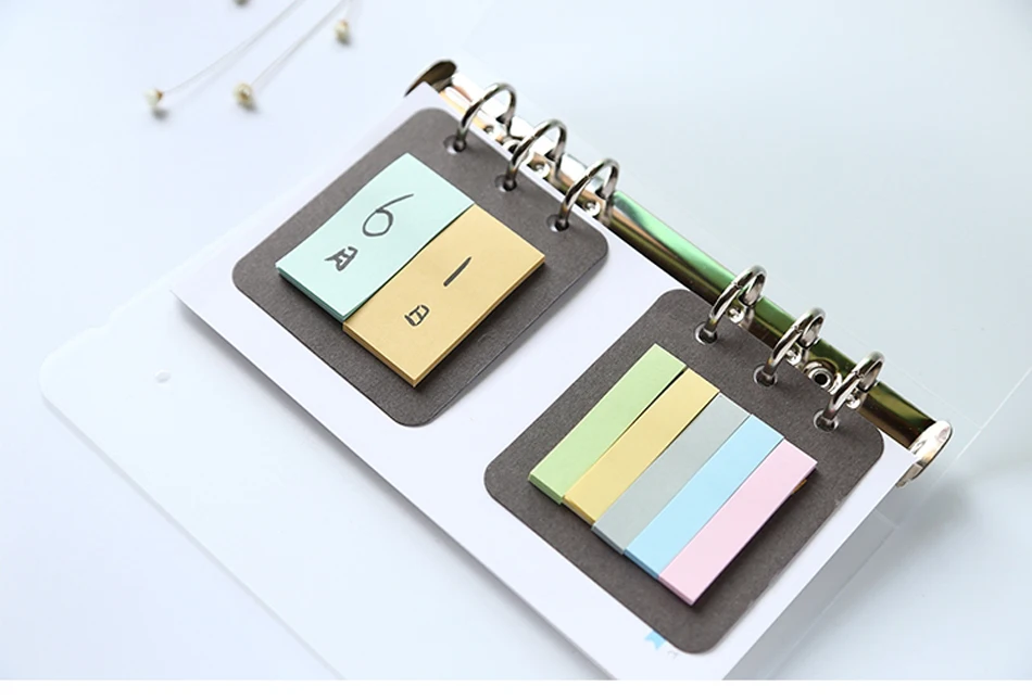 2 шт./упак. 6 отверстий A5A6 Binder Planner Filler Sticky Notes Diario Note-taking Planning Adhesive Planner's portable Sticky Notes