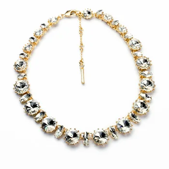 

Bulk Price The Hottest Sale Charming purple& transparent Glass Resin Round Shiny Gold Color Chains Necklace