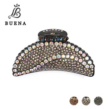 Шикарный Большой коготь для волос AB, белые австрийские стразы, зажим для челюсти, кривой дизайн, модный аксессуар NG034