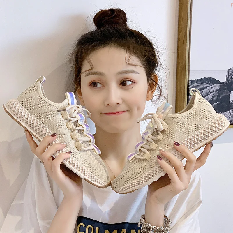 

2019 summer shoes fly woven mesh breathable single shoes wild casual sports shoes women's shoes women sneakers
