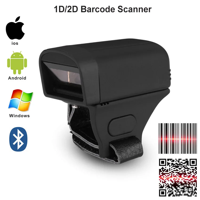 Карманный беспроводной bluetooth сканер для пальцев 2D QR кода 1D CCD PDF417 штрих IOS Android