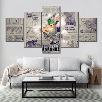 

5 Piece New Anime ONE PIECE Roronoa Zoro Wano Country Canvas Painting Wall Pictures for Living Room Home Decor