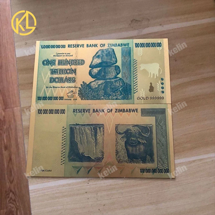 400 шт./лот Зимбабве банкноты 100 триллиона долларовая банкнота золота банкноты из фольги Примечание для игры в мяч деньги или сувенирная коллекция
