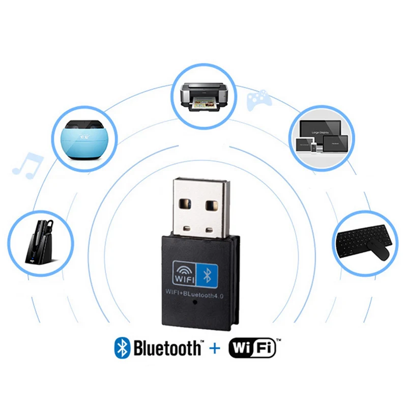 Беспроводной Mini-USB адаптер 150 Мбит/с Wi Fi Bluetooth 4,0 2 в 1 приемник для компьютера PC QJY99