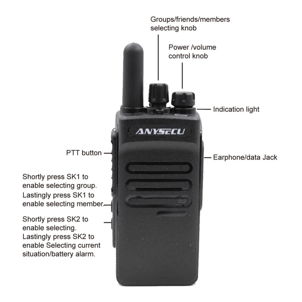 2 шт ANYSECU 3g WCDMA GSM портативный POC сетевой радио 3g-gt200 с gps работает с реальным PTT+ Бесплатный Кабель для программирования