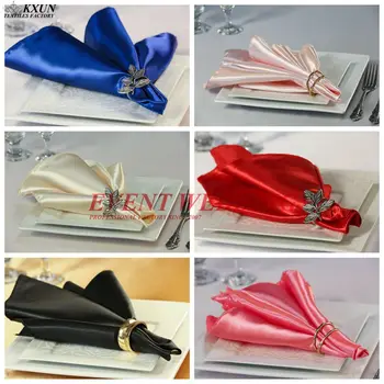 

50pcs/lot Table Napkin Square Satin Fabric Pocket Handkerchief Cloth for Wedding Decoration Event Party Hotel home Supplies