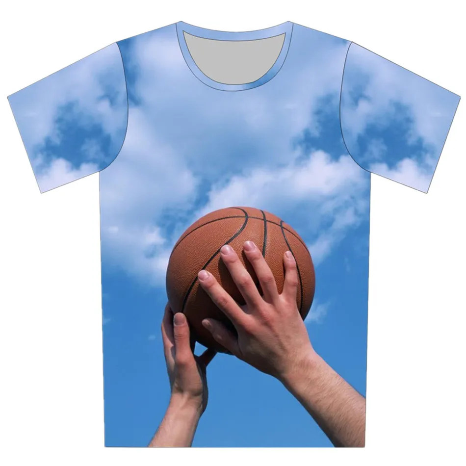 Г. Детская летняя футболка с принтом голубого неба, белого облака, баскетбола, пляжа, ракушек, радаров модная футболка для мальчиков и девочек детские футболки - Цвет: as picture show