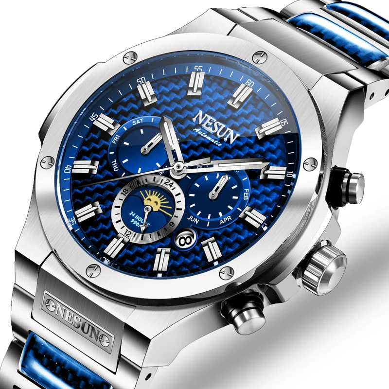 

Switzerland NESUN Men's Watch Luxury Brand Automatic Mechanical Men Watches relogio masculino Luminous Waterproof clock N9901-3