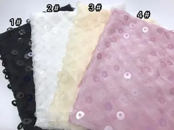 

African Tulle Mesh Lace Fabric High Quality Nigeria 3d flowers Lace Fabric 2019 French Net Lace Fabric With Sequins for Dress