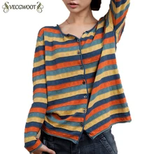 Осень, тонкий женский свитер, вязаный, длинный рукав, v-образный вырез, полосатый свитер, женский свободный свитер, Женский Топ HP118