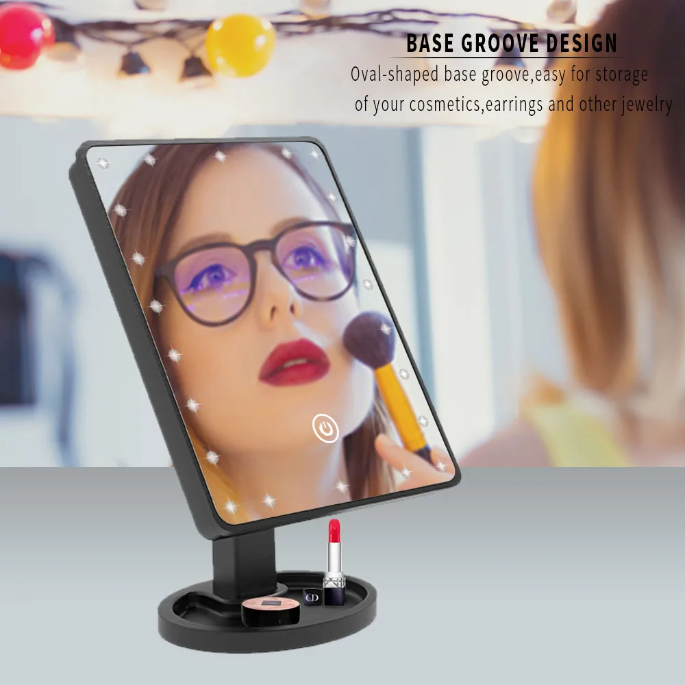 

22/16 LEDs Folding Lamp Luminous Makeup Mirror 1X/10X Magnifying 180 degree Rotating Adjustable Tabletop Cosmetic Mirrors