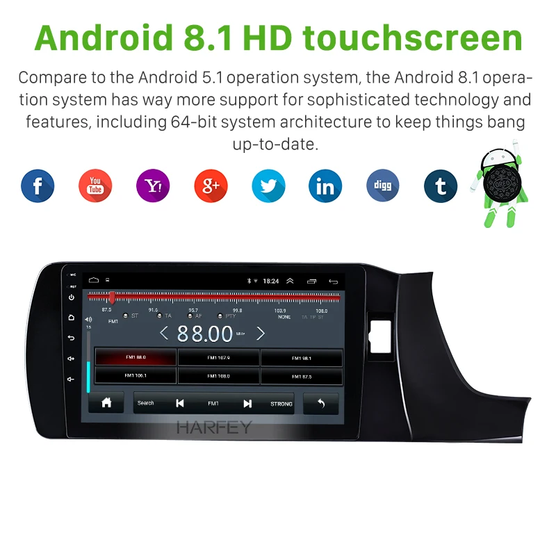Harfey для HONDA Amaze RHD 2018 2019 Android 8 1 сенсорный экран 9 "Bluetooth GPS стерео AUX WIFI Поддержка DAB +